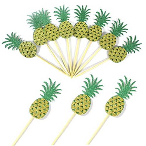 PRETYZOOM 16 Pçs Decoração Havaiana Topo De Bolo De Abacaxi Topo De Bolo De Sobremesa Topo De Bolo L