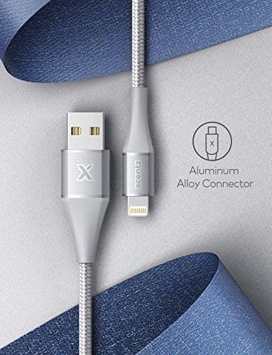 XCENTZ iPhone Charger, 2Pack 10ft iPhone Charger Cable Long [Apple MFi Certified] Nylon Lightning Cable Fast Charging Cord Charger for iPhone 11 Pro Max Xs MAX XR X SE 8 7 6S Plus, iPad (Silver)