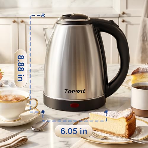 Image of TOPWIT 2.0L Stainless Steel Electric Kettle, Rapid Boiling Hot Water Kettle | BPA-Free, No Plastic Contact, Electric Tea Kettle with Auto Shut-off and Boil-dry Protection for Home & Office