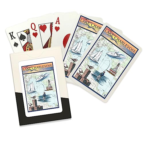 Charlevoix Michigan Carta Náutica Baraja de 52 Cartas