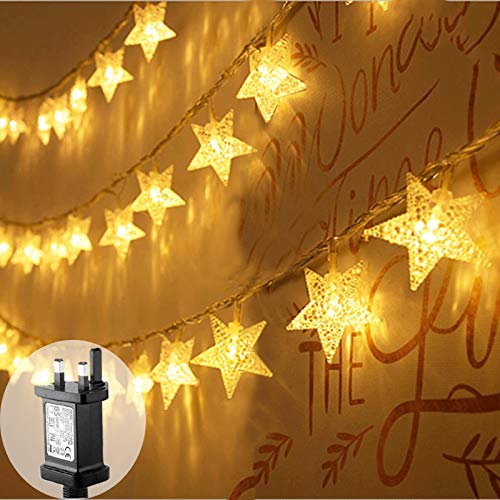 FANSIR Plug in LED String Lights, 100 LED Star Fairy Lights 33 feet 8 Modes Wire Lights Mains Powered Dissemble Firefly String Lights for Bedroom Wedding Party Indoor Outdoor Decoration (Warm White)