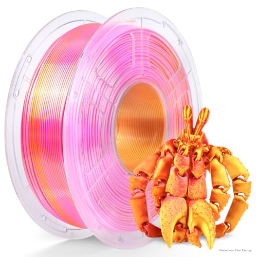 Image of TECBEARS Silk PLA Filament Dual Color, Shiny 3D Printer Filament 1.75mm, Dimensional Accuracy + /- 0.02mm, 1kg Spool(2.2lbs) Fits for Most FDM 3D Printers(Pink Gold)