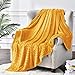 BEDELITE Fleece Blanket - 3D Ribbed Jacquard Decorative Yellow Throw Blanket for Couch & Bed, Lightweight Warm Cozy Soft Fuzzy Blankets All Seasons Suitable 50x60 inches