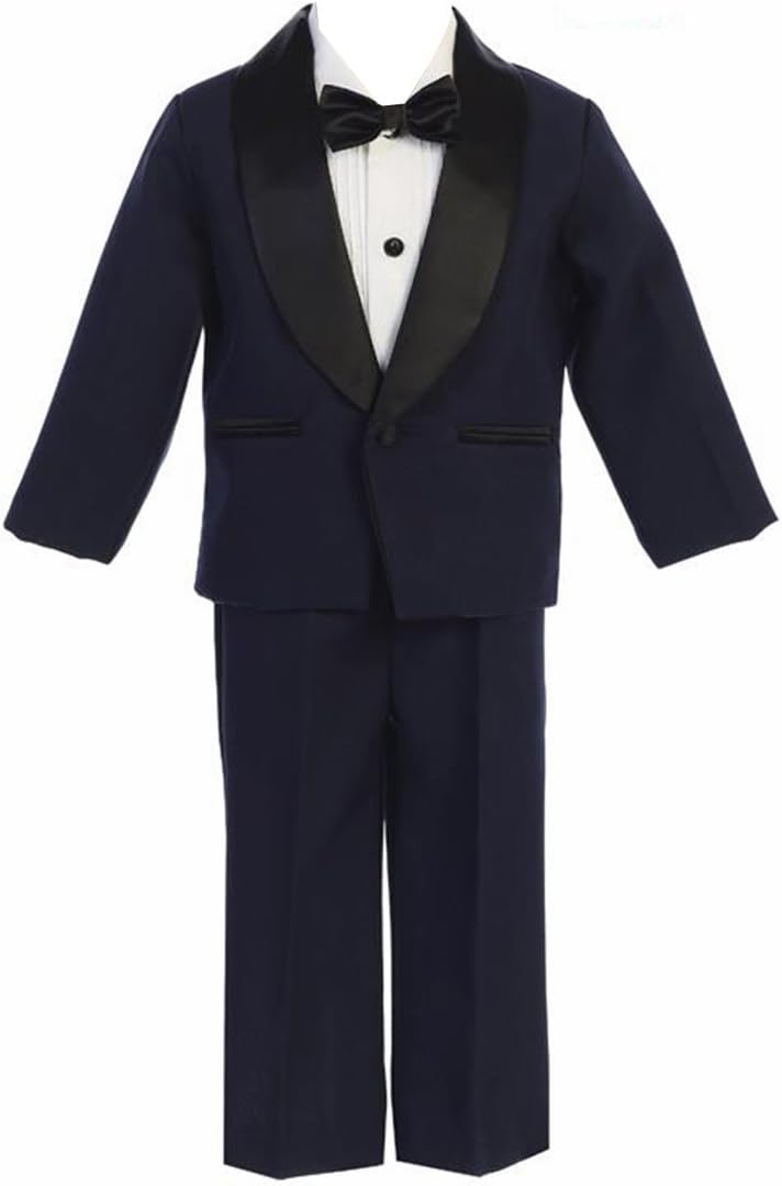iGirldress Baby/Toddle/Boys Ivory Black Navy Jacket Pants Shirt Bowtie Tuxedo Ring Bearer Suit