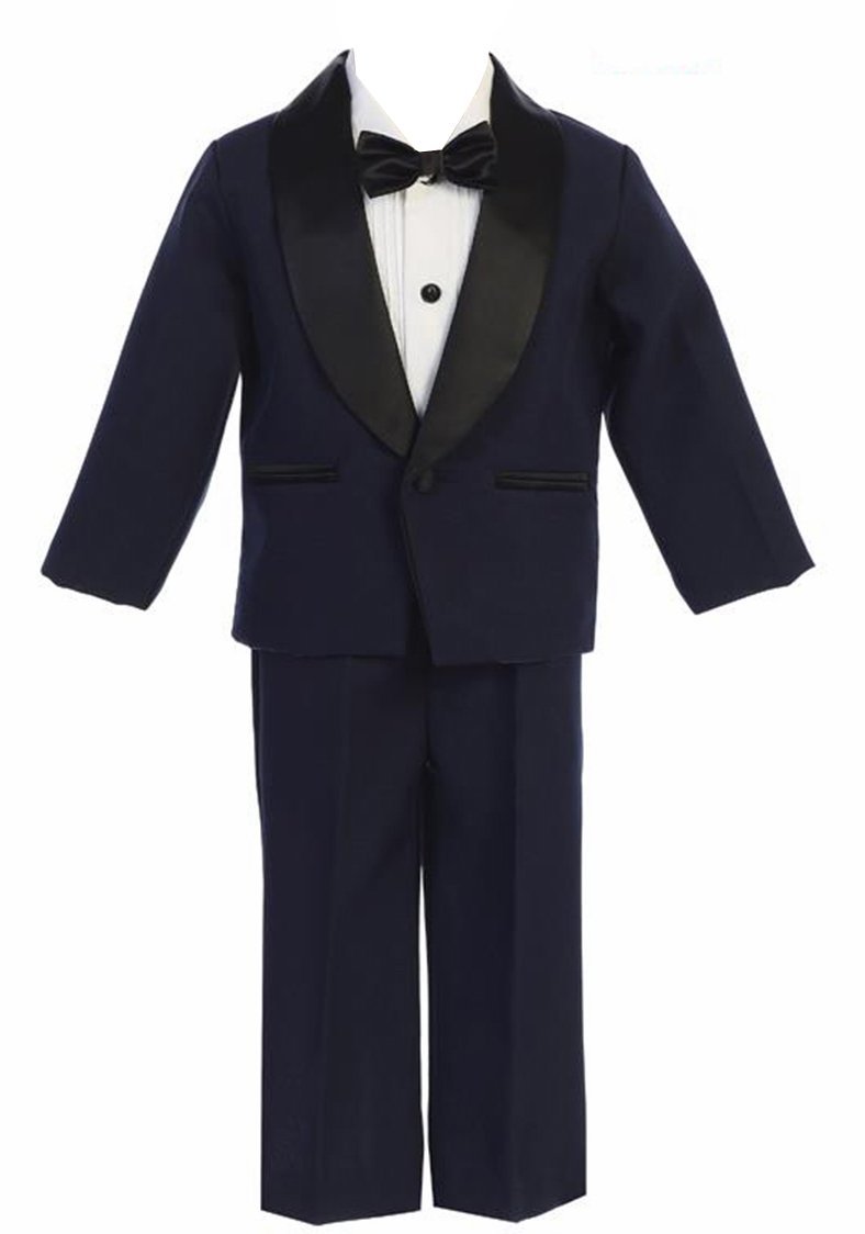 iGirldress Baby/Toddle/Boys Ivory Black Navy Jacket Pants Shirt Bowtie Tuxedo Ring Bearer Suit