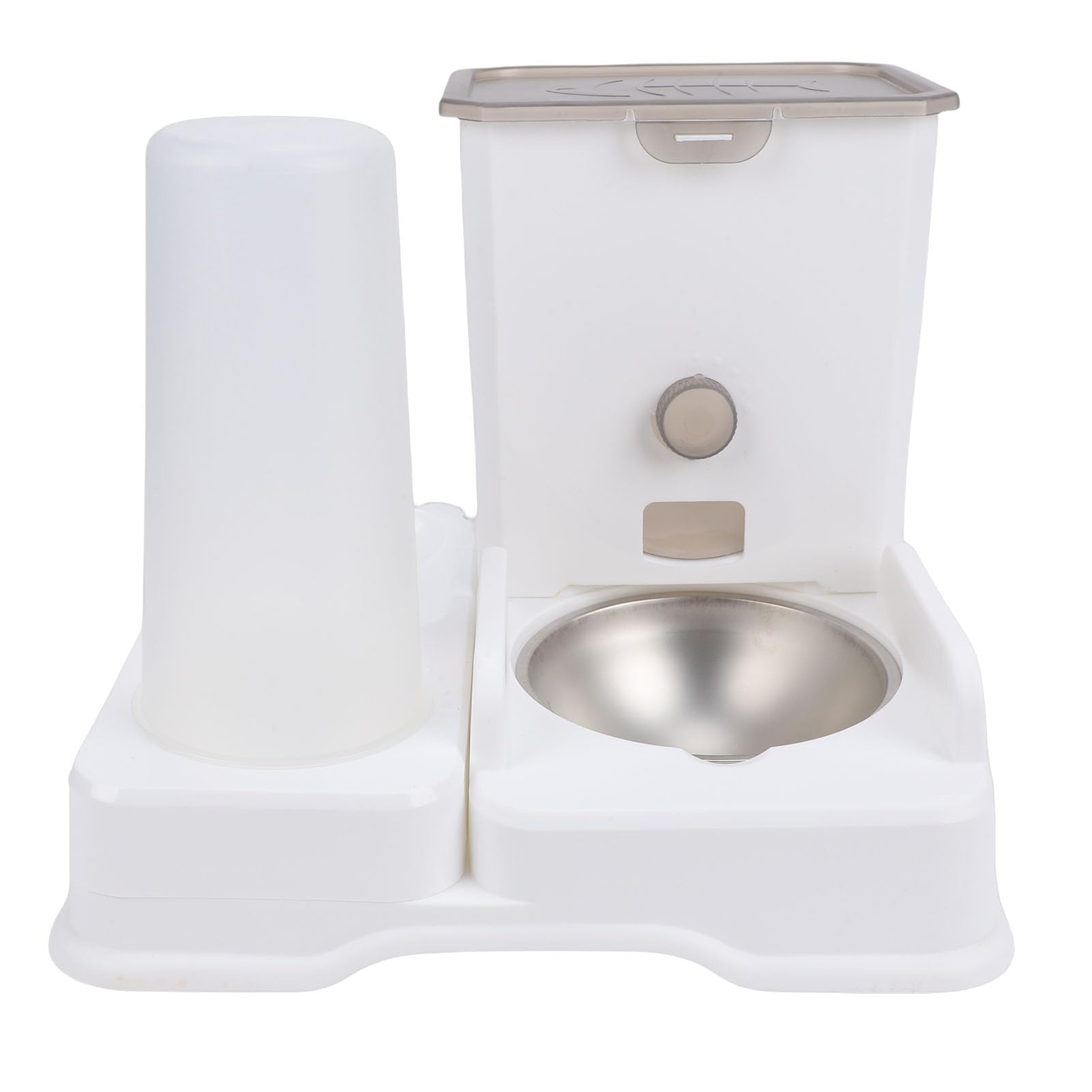 Tnfeeon Distributore di Acqua per Mangiatoia Materiali Sicuri per Piccoli Animali Domestici Mangiatoia per Gatti per Alimenti Secchi per Gatti da Interno, 11,81x11,91x2,17 Pollici (WHITE)