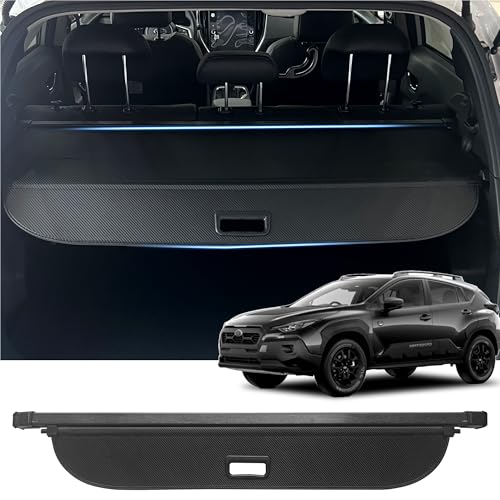 Yumemoo Retractable Cargo Cover for 2026 2025 2024 Subaru Crosstrek, Rear Trunk Cover Compatible with Subaru Crosstrek 2024-2026 Security Shielding Shade No Gap Car Accessory Black, Carbon Fiber
