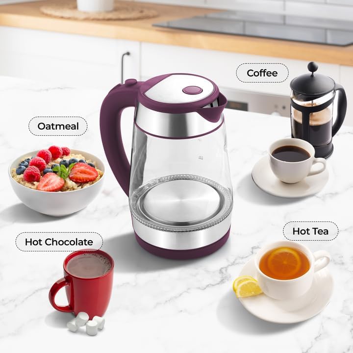 Miniatura 8 de Zulay Kitchen Hervidor de agua eléctrico de ebullición rápida, 1.7 L, 1500 W, apagado automático para protección contra sobreebullición y ebullición