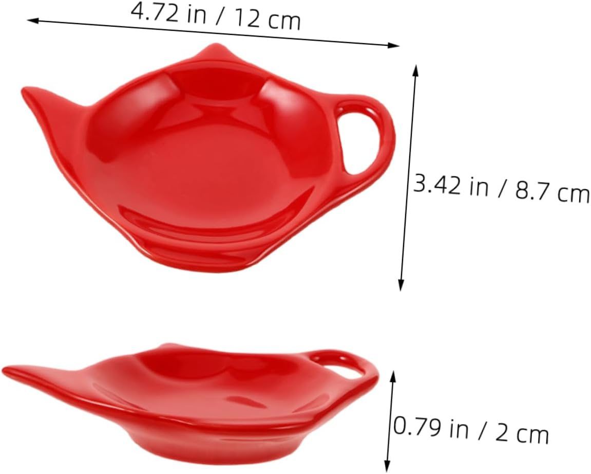 Ceramic Tea Bag Holder Teapot Shaped Tea Bag Coaster Rest Dish Spoon Rest and Mini Snack Dish for Kitchen Home Cafes Afternoon and Parties 4.72 X 3.42 X 0.78 in image 2