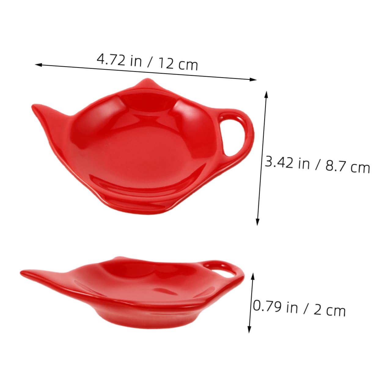 Unomor Tea Bag Dispenser Tea Party Essential Teapot-Shape Tea Bag Dish Ceramic Holder Tea Coaster Red
