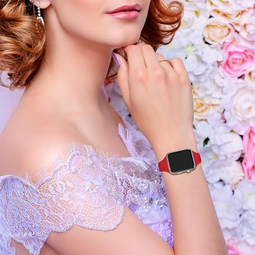 Image of Thin Silicone Band Compatible with Apple Watch 41mm 38mm 40mm 46mm 45mm 42mm 44mm, Slim Narrow Replacement Sport Strap Wristband for iWatch Series 11 10 9 8 7 6 5 4 SE Ultra 3 2 1 Women Men