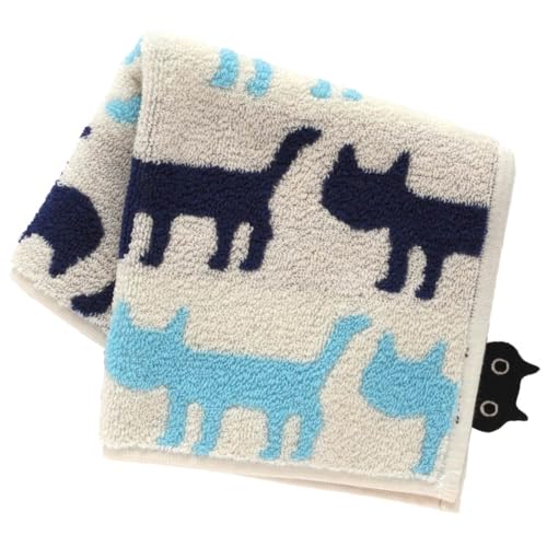 【Atsuko Matano】 アツコマタノ タオルハンカチ シルエット猫 (ブルー) 婦人 レディース タオル ハンドタオル 約25cm 000949-0004-02のサムネイル