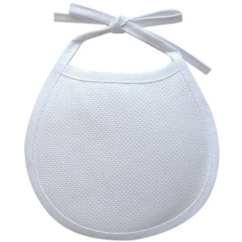 DMC BB3650-6750 Cotton/Polyester 5-1/2-Inch Baby Soft Infant Bib with Trim, White