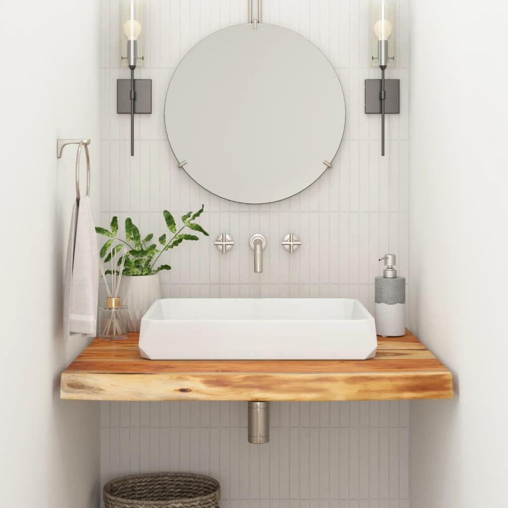 ShGaxin Piano Bagno 60x60x2,5 cm Quadrato Legno Massello di Acacia,Piano Bagno,Top Bagno Piano per Lavabo da Appoggio,Piano Lavabo Bagno-370258