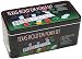 LEYENDAS CROWN Set de póker Caja de Metal, 200 fichas de póker, 2 Cubiertas, botón de repartidor, ciega pequeña, Gran ciega, tapete de Juego (B)