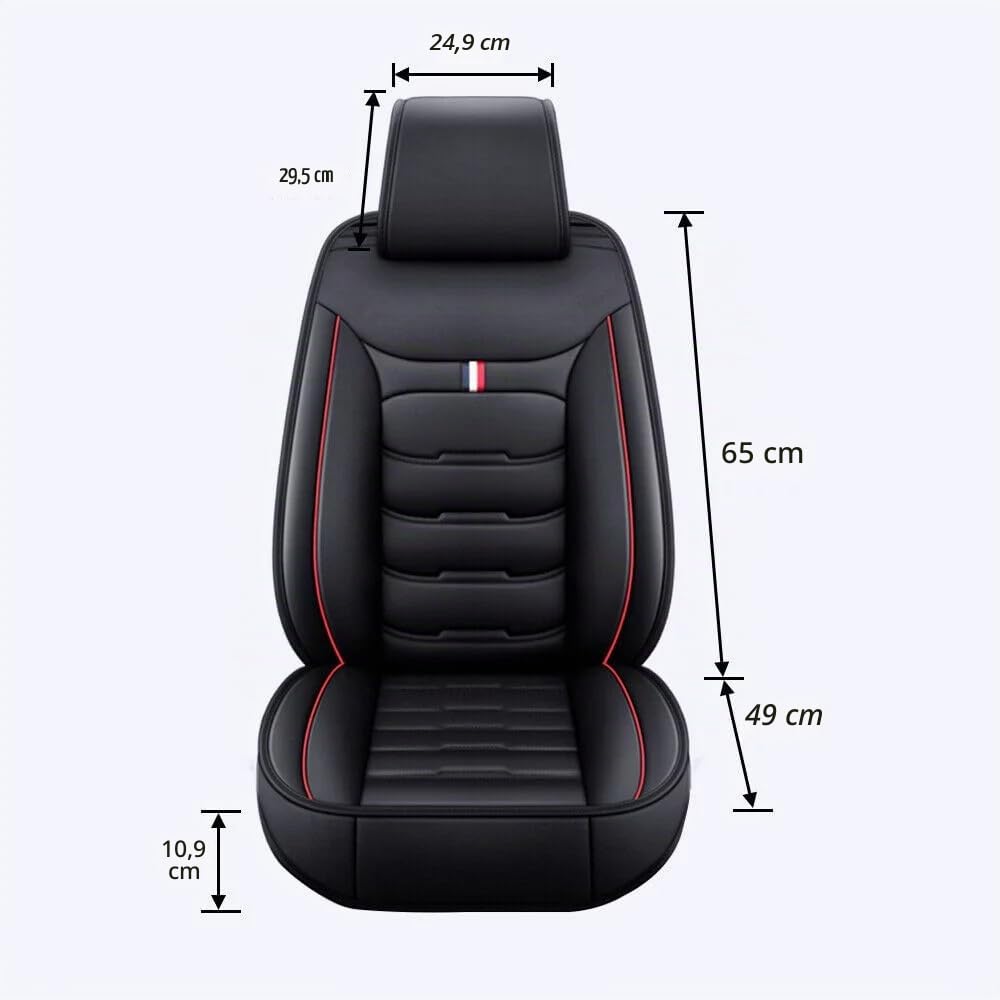 Coche Juegos de Cubreasientos, para Renault Kadjar 2015 2016 2017 2018-2022 5 Plazas Cuero Protector de Asiento de Coche Accesorios,Standard Version-Black Red