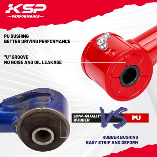 Image of KSP Front Upper Control Arms for 2-4 inch lift,Suspension Control Arm Compatible with 2007-2021 Toyota Tundra Sequoia,Adjustable UCA with Ball joint,PU Bushing,Red,2PCS