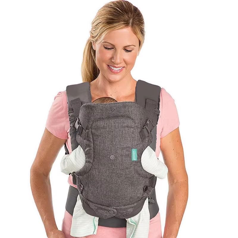Baby Carrier 4 in 1 Ergonomic Convertible Infant Carrier Grey حمالة أطفال Front & Back Carry Face In & Face Out Adjustable Straps Waist Support Belt حزام خصر Breathable Cotton Polyester Newborn
