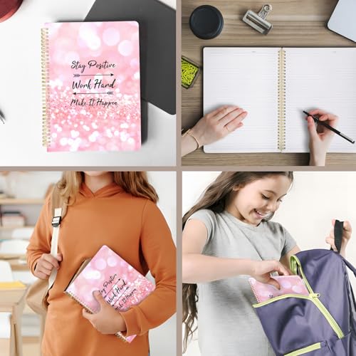 Image of Cute Spiral Notebook 8.5 x 11 lined Journal A4 with Pocket, Quotes | 70 page, Note Book with Pocket, Large, Big, Hard Cover, Aesthetic, Pretty Design, for Women, Girls, Kawaii