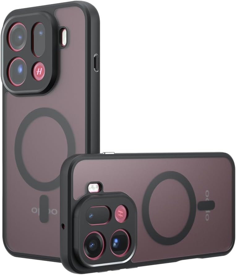 BoerHang Magnetic Protective Case Compatible with Oppo Find X9 Pro, [Anti-Fingerprint and Anti-Scratch], Translucent Frosted Protective case with Oppo Find X9 Pro.Black