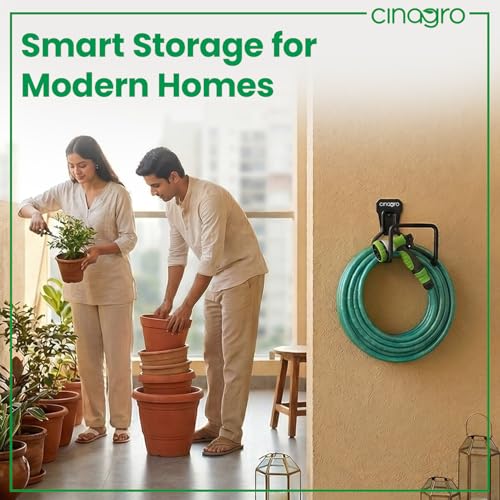 Image of Cinagro Garden Hose Pipe Stand, Hydro Holder, Pack of 1, Metal Hose Hanger | Heavy Duty, Wall Mount or Portable, Rust Resistant, Garden Pipe Hose Holder