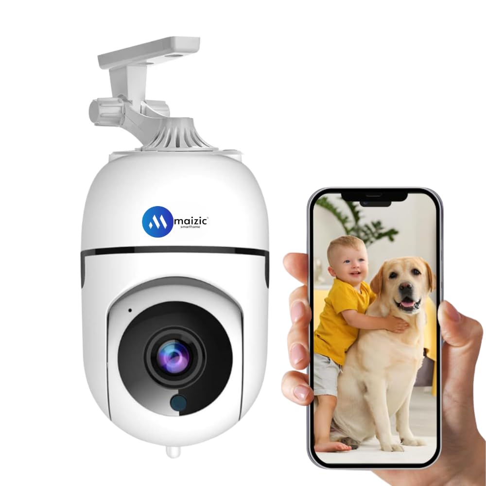 (Refurbished) Maizic Smarthome Dual Lens Mini Fox | 5+5MP WiFi CCTV Camera with PTZ & Fixed View, AI Motion Detection, Color Night Vision, Two-Way Audio, App Remote Access (S-Alfa WiFi)