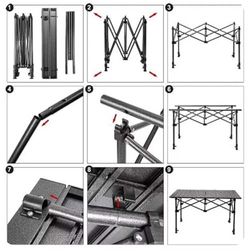Folding Camping Table That Fold Up Portable Picnic Table Lightweight Aluminum Folding Table Roll Up Tables for 4-6 Person Camping, Beach, Picnic, Outdoor BBQ, Backyard(95 x 55 x 50CM) - Image 6