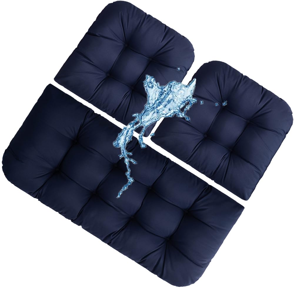 GHKWXUE Patio Wicker Cushions Outdoor/Indoor Patio Waterproof 3 Piece Loveseat Cushion Set All-Thickened Swing Cushions 2-...