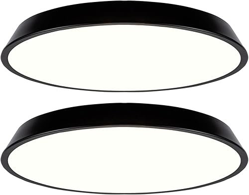 COTULIN Paquete de 2 luces LED de techo negras de 12 pulgadas luz diurna blanca de 5000 K lámpara de techo blanca de perfil bajo para dormitorio