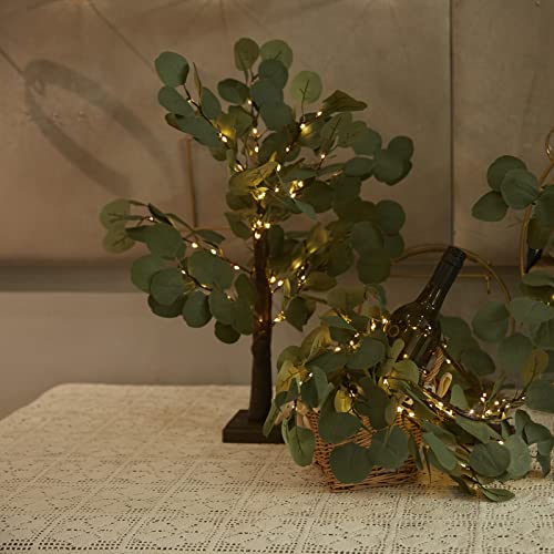 24In Lighted Tabletop Eucalyptus Tree With Timer Battery Operated Or Usb Powered, Artificial Plant Bonsai Trees With 60Led Fairy Lights For Table Centerpiece Spring Christmas Party Wedding Decor #TOP6