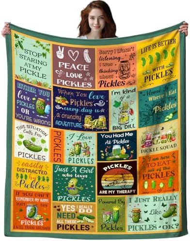 FOTSTA Pickle Blanket Gifts for Pickle Lovers Kids Funny Pickles Themed Plush Blankets Flannel Pickles Stuff Throw Blanket Gifts for Girls Boys Women Men Adults Bed Living Room Decorations 50"X40"