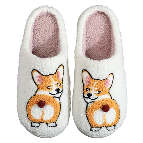 Image of LNERIP Slippers Winter Womens Mens Fluffy Plush Slippers Animals Cute Cartoon House Slippers Cuddly Warm Shoes Indoor Outdoor Girls Women