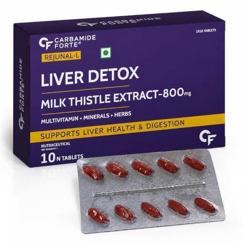 Image of Carbamide Forte Liver Detox Supplement with Milk Thistle | 800mg Milk Thistle Extract (30:1) | Liver Detox Tablets with Added Multivitamins & Amino Acids - 10 Veg Tablets