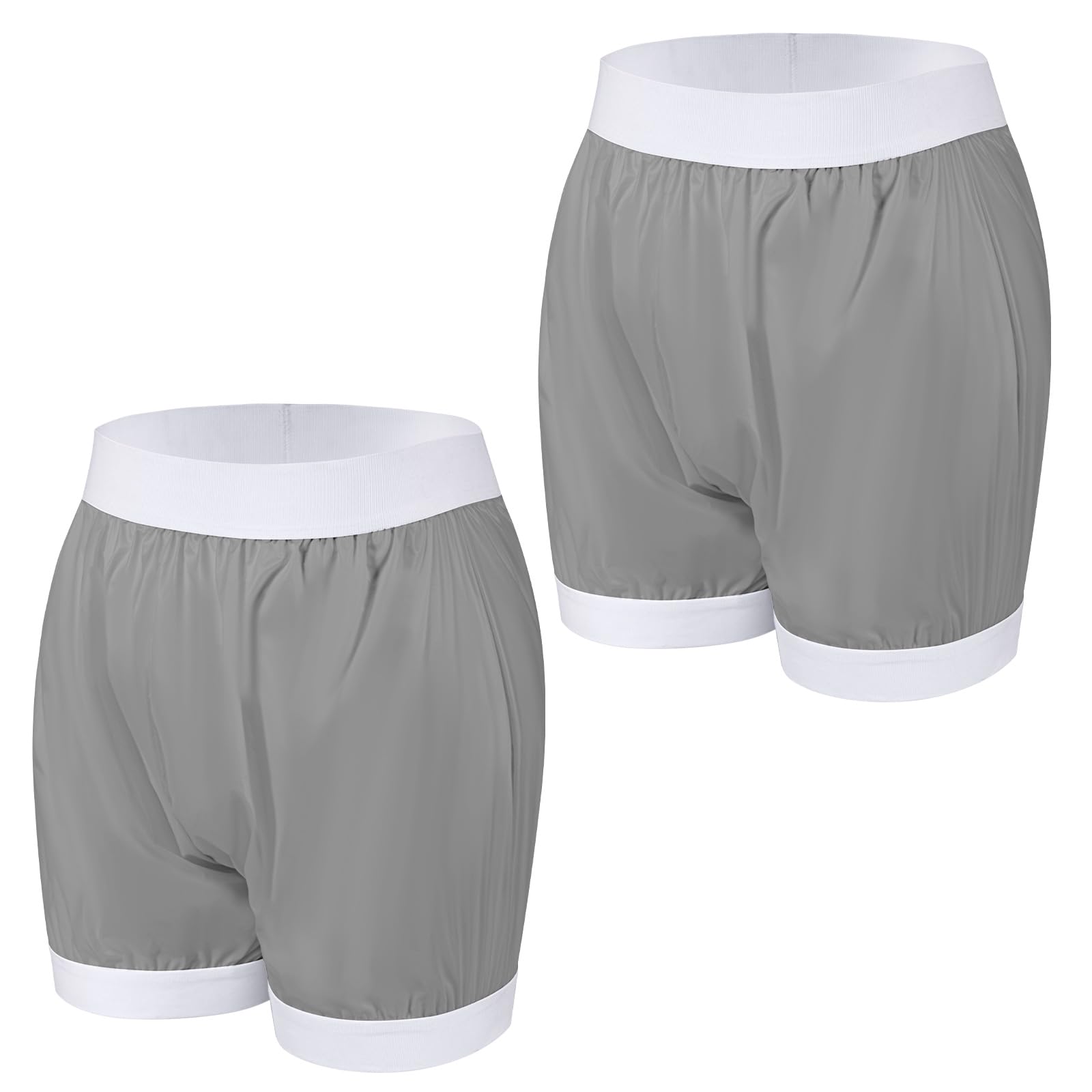 Carer 2 Pcs Adult Diapers Covers for Incontinence Washable Leakproof Boxer Briefs Reusable Waterproof Incontinence Underwear Unisex Grey XXL