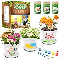 Grow Your Own Kits for Children PYEF CRAFTS - Paint Your Own Plant Pot for Kids Gardening Set - Paint Your Own Flower Pot - Gardening for Kids Plant Growing Kit - Childrens Gardening Sets