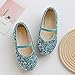 Bridesmaids 𝗥hinestones Dress Shoes Glitter Slip On Mary Jane Ballet Flat𝘀 for Princess Girls Wedding Par𝘁y (Blue, 10 Little Child)