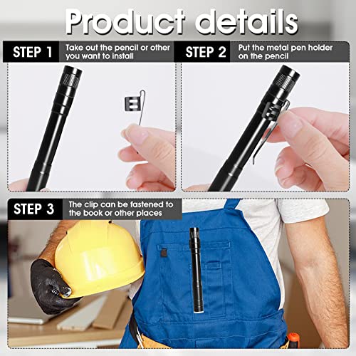 Aster ASTER-534499_1 20 Pieces Flashlight Clip Black Pocket Clip Removable Pen Light Accessory Penlight Replacement Clip thumb #2