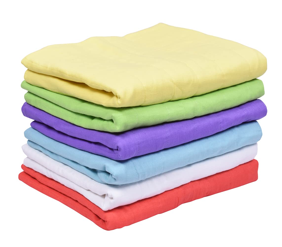 MK Handicraft(PurpleCrown),Pack of 6pieces Multicolor Pure Breathable Cotton and high Absorbent Cribsheet for Newborn Babies, Swaddler Cum Comforter for Infants.(Children: S, 65cmx50cm, Red)-image-5