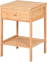 Mesa de Cabeceira Criado-mudo Bambu com 1 Gaveta e Prateleira, Canto ou Lateral, Heimon