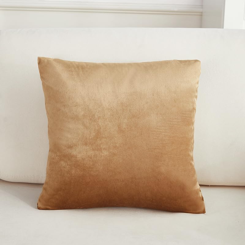 Taies d'oreiller velours colorées 45x45 cm lot de 3 housses de coussin marron vert