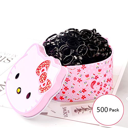 Black Elastic Rubber Bands for Ponytails and Braids (500)