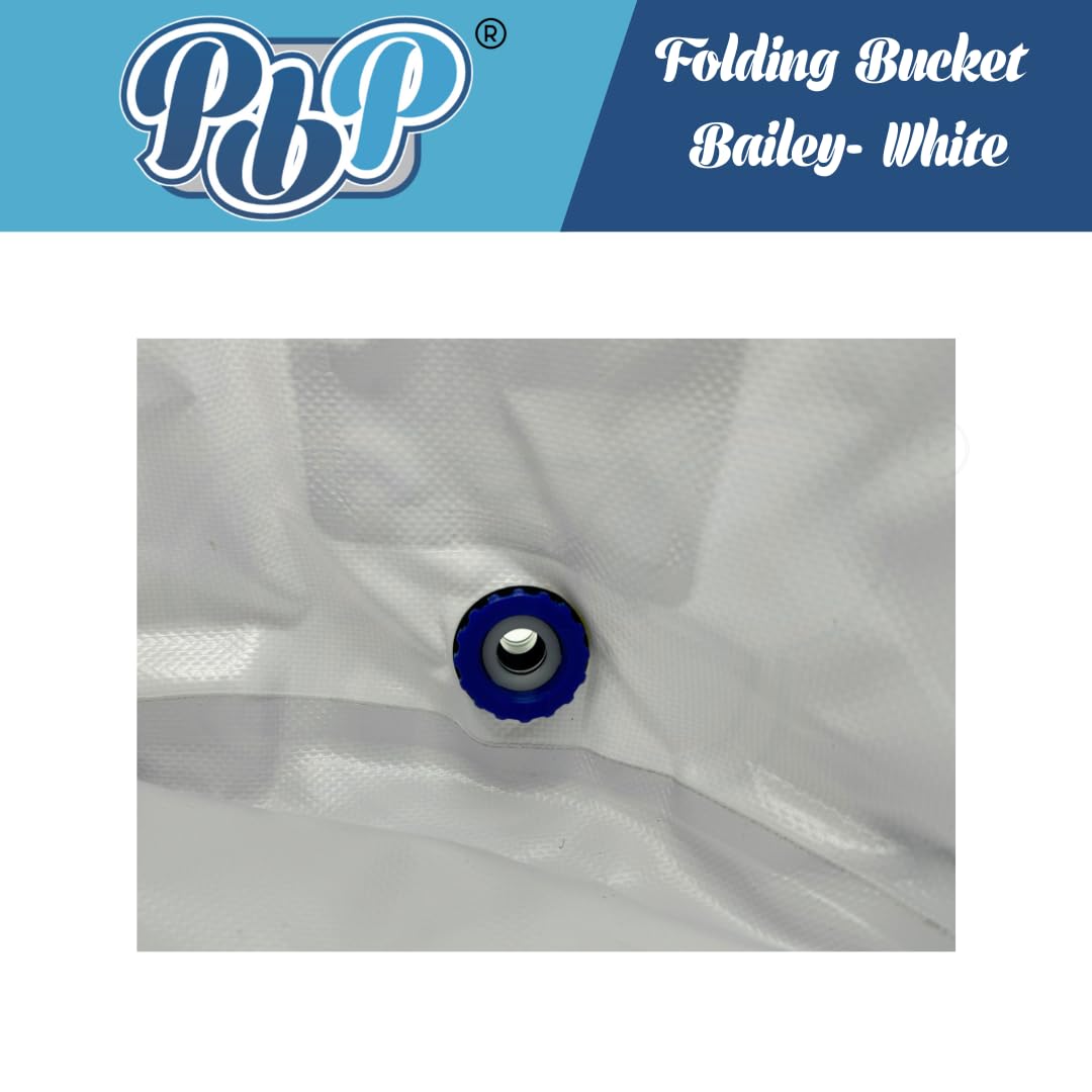 PBP Bailey Seau utilitaire pliable pratique, capacité de 30 l, avec raccord rapide de tuyau (blanc)
