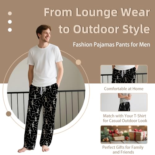 Halloween Pajama Pants for Men Fun Dancing Skeleton Pajama Pants with Pockets Drawstring Waist Soft Lounge Pants 6