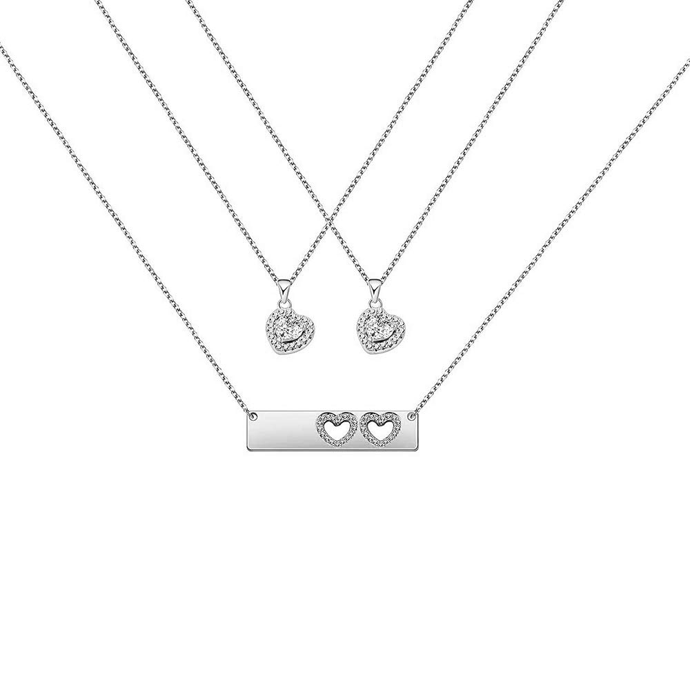 AKTAPDaughter Gifts Mother Daughter Necklace Cubic Zirconia Love Pendant Necklace Mother's Day Gift