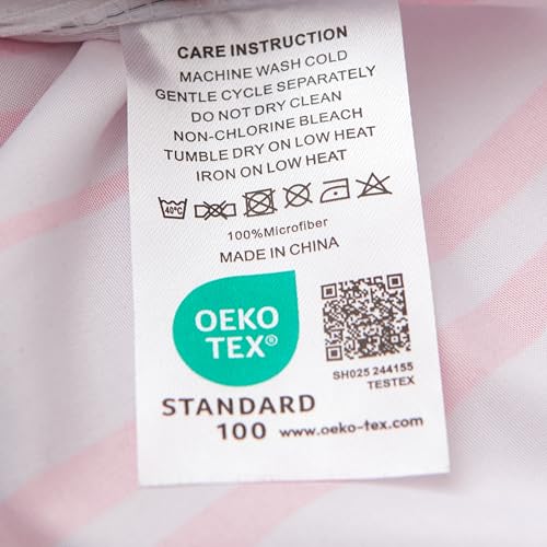 Image of Duvet Cover Twin Size White Pink Hearts Striped Reversible Comforter Cover Kids Girls Soft Microfiber Bedding Set with Zipper Closure and Pillow Sham