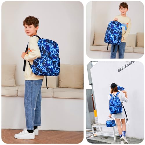 mezhsa Boy School Backpack Elementary Middle Lightning Bookbag Laptop Teenager Waterproof Lightweight 17 Inches (1-Blue) - Image 7