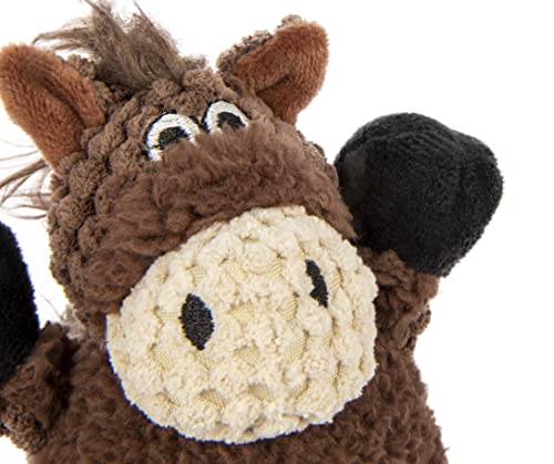 Image of goDog Checkers Just for Me Sitting Horse Squeaky Plush Dog Toy, Chew Guard Technology - Brown, Mini