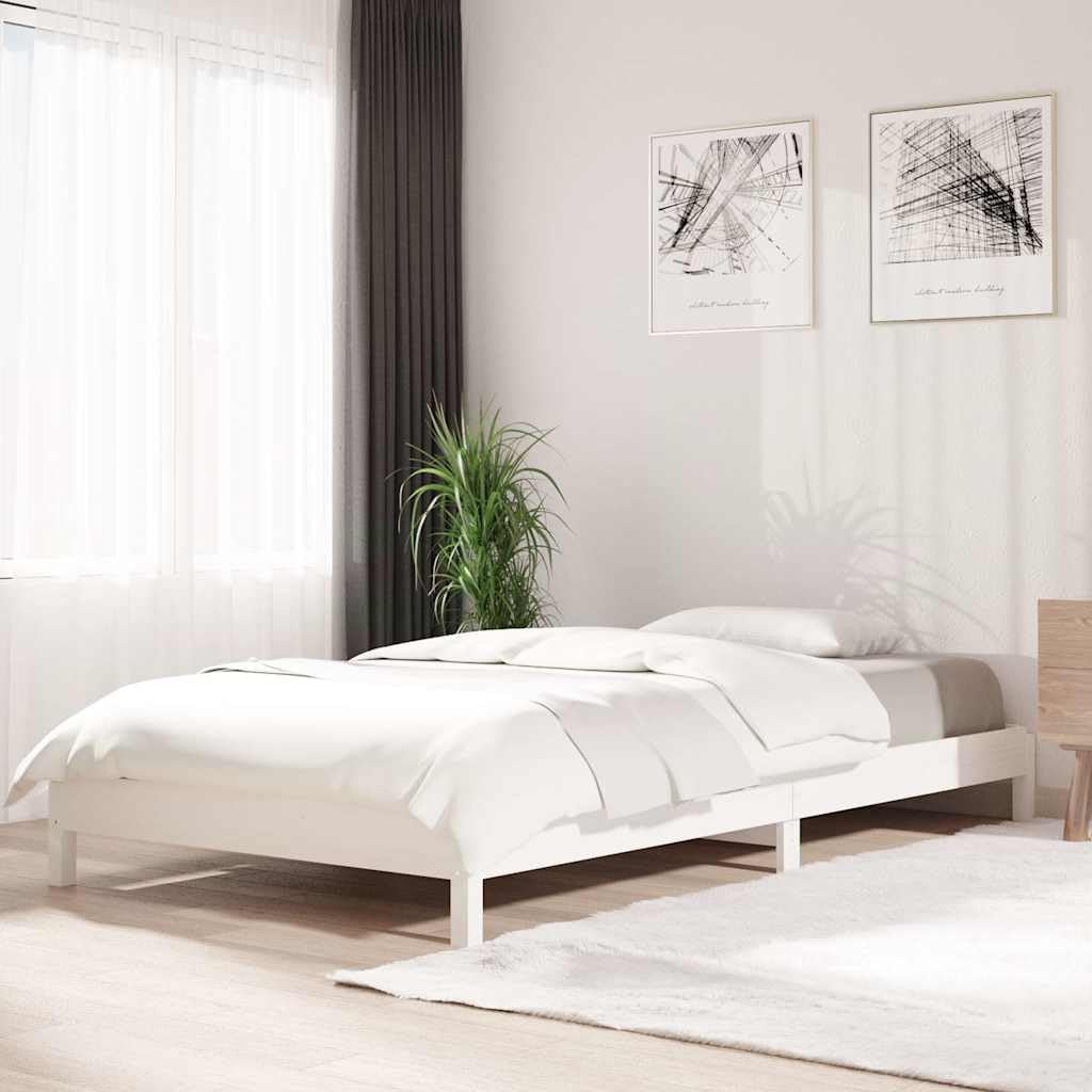 Stapelbett, Weiß, 100 x 200 cm, massives Kiefernholz