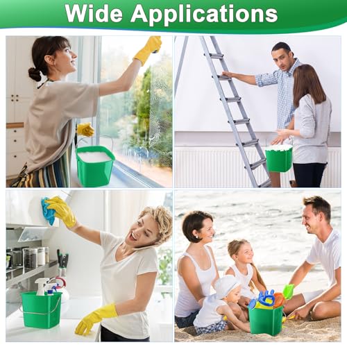 Image of Zhehao 6 Pcs 3 Quart Bucket for Cleaning Small Sanitizer Bucket for Restaurant Square Plastic Pail with Handles for Home, Offices, Commercial Use, Food Service(Dark Green)