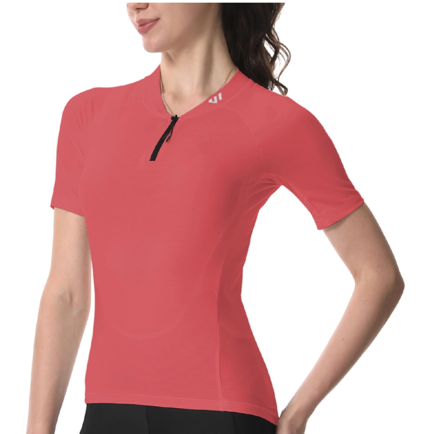 Wulibike Radtrikot Damen Halbe ReißVerschluss Fahrradshirt Mountainbike Fahrradtrikot Atmungsaktiv Rennrad Trikot Kurze äRmel Frauen Fahrrad Shirt 4 Tasche